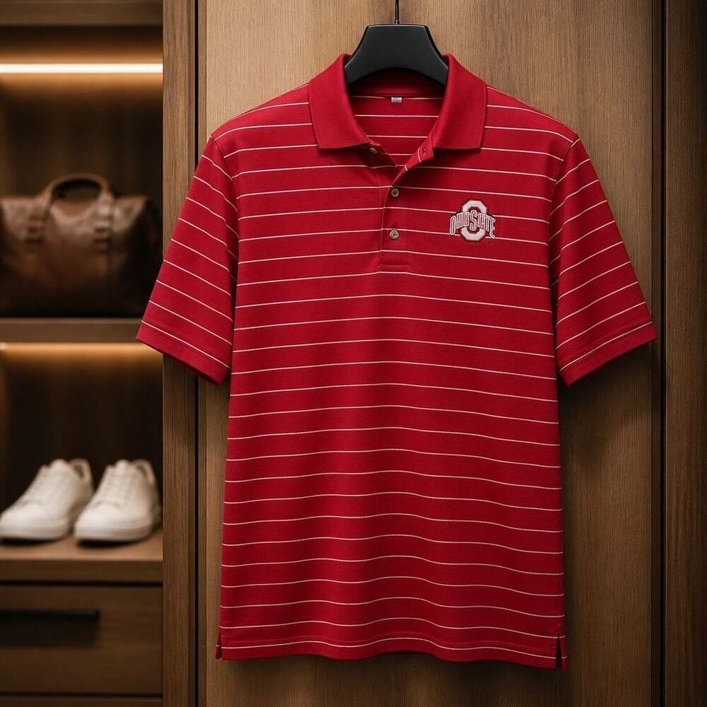 Vantage Ohio State University Buckeyes Striped Polo Shirt Men's Large #1328